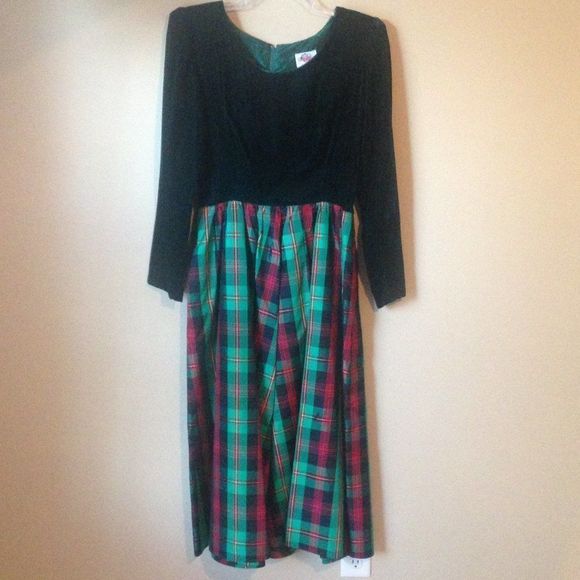 Vintage Long Lanz Originals Holiday Dress 14 Rare Find 80s-90s Era (Note) - Picture 2 of 12